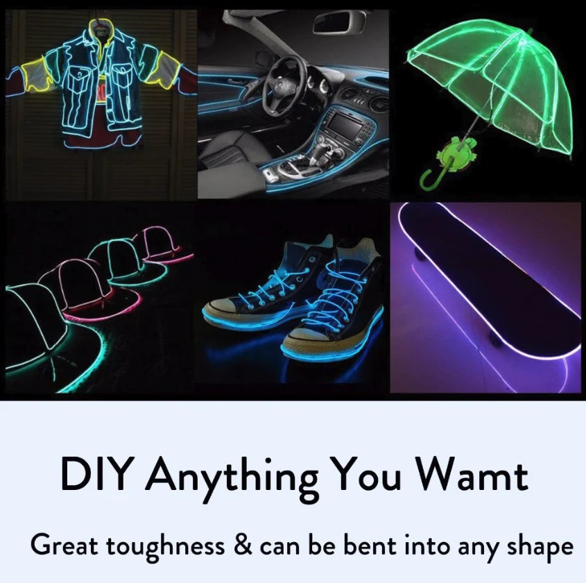 Neon LED EL Wire String Lights with Controller for Car and Party Decoration