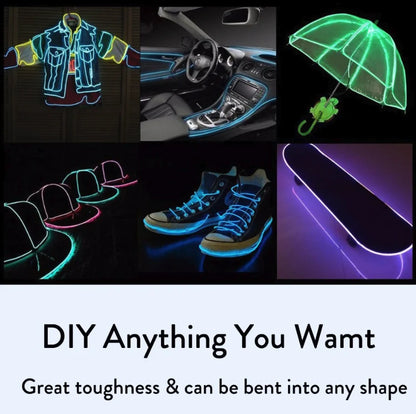 Neon LED EL Wire String Lights with Controller for Car and Party Decoration
