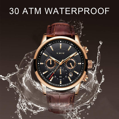 Elevate Your Style with the Ultimate Men's Fashion Quartz Chronograph Wrist Watch - Waterproof Leather Band & Date Function