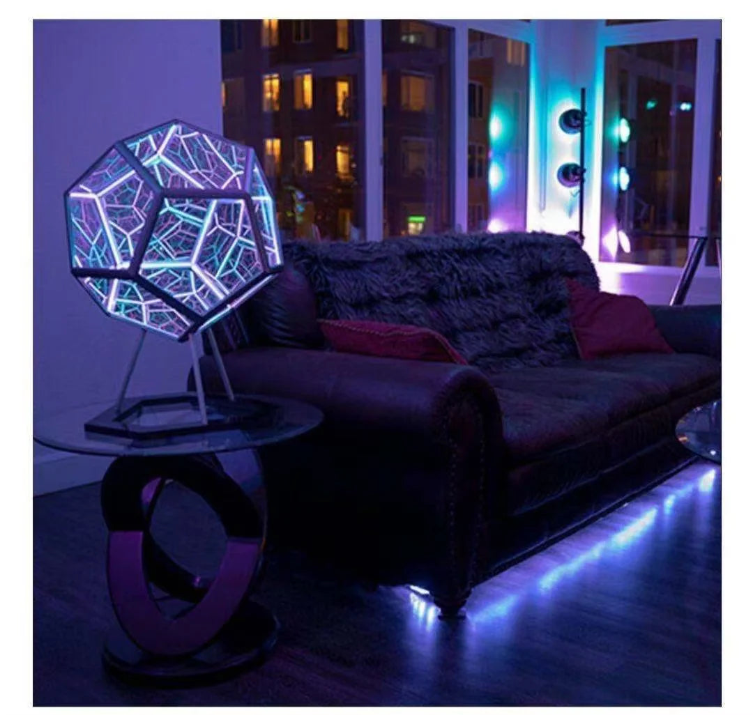 Illuminate Your Space with the 3D Cube Dodecahedron Nightlight - Colorful USB Art Light Perfect for Girls' Birthdays and Christmas Gifts