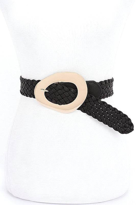 Chic & Stylish Braided Fashion Belt with Eye-Catching Shiny Buckle