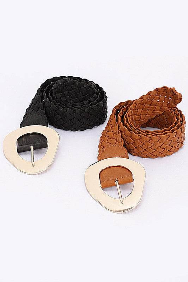 Chic & Stylish Braided Fashion Belt with Eye-Catching Shiny Buckle