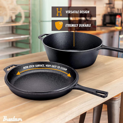 Experience Culinary Excellence with Our 3 Quart Pre-Seasoned Cast Iron Dutch Oven and Skillet Bundle - The Essential Cookware for Every Home Chef!