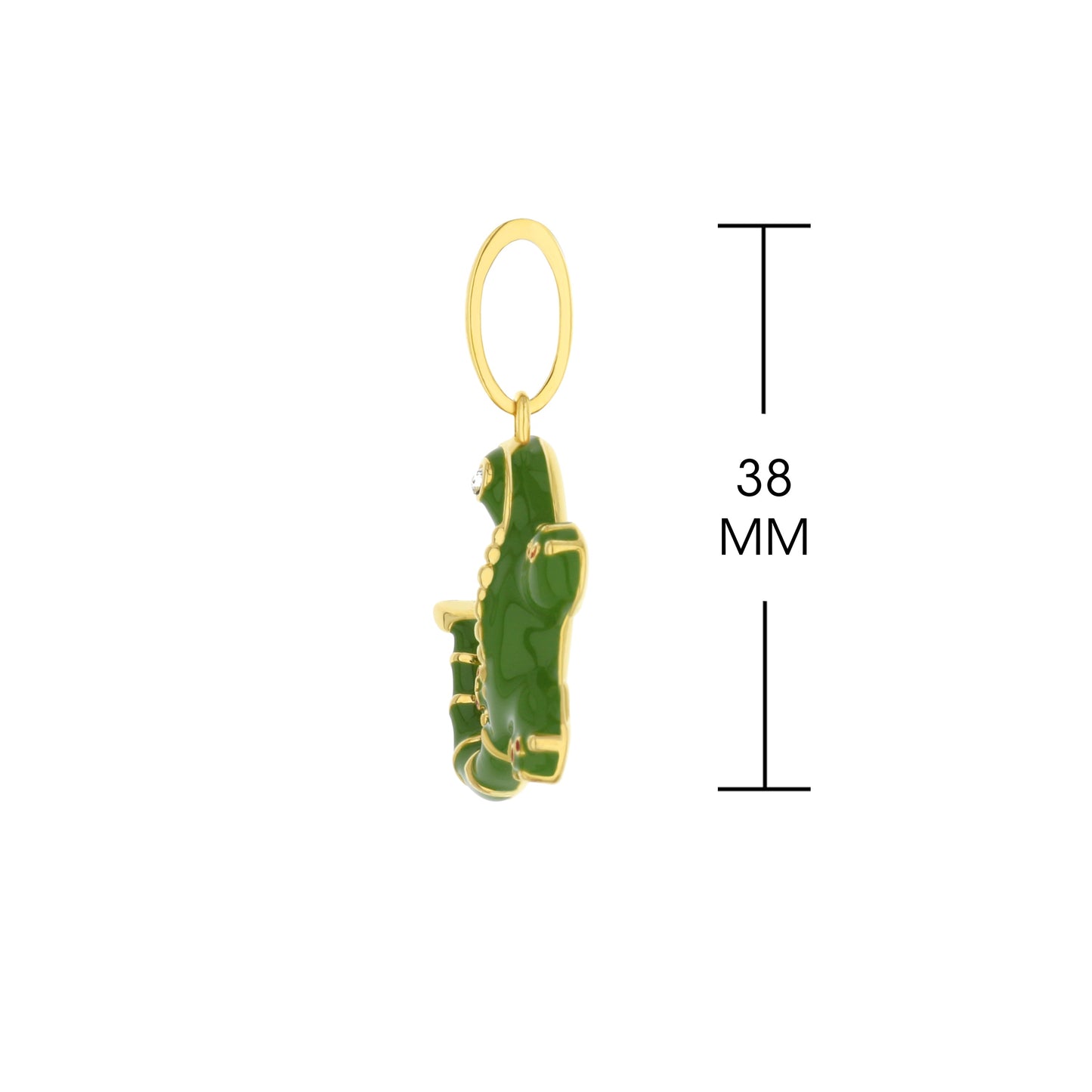 Exquisite 18k Gold-Plated Eau Gecko Pendant Necklace with Hand-Painted Green Enamel and Crystal Accents