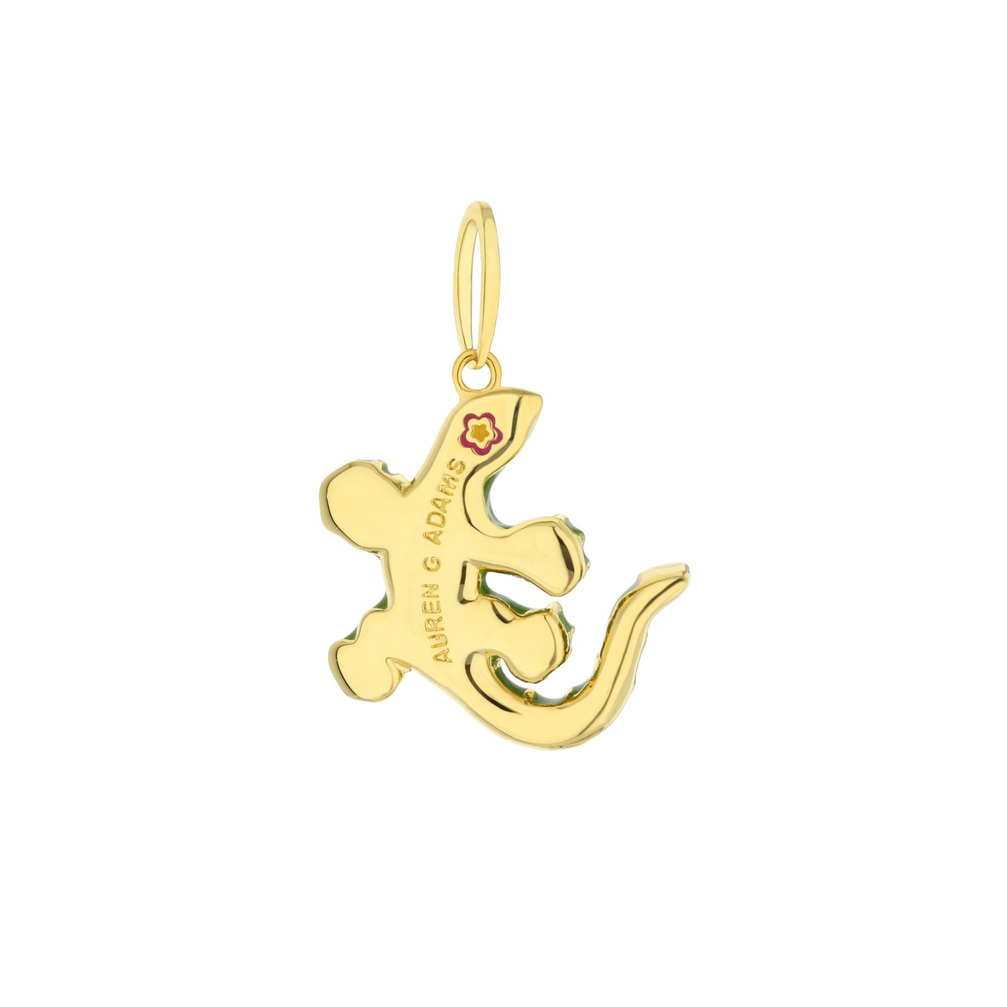 Exquisite 18k Gold-Plated Eau Gecko Pendant Necklace with Hand-Painted Green Enamel and Crystal Accents